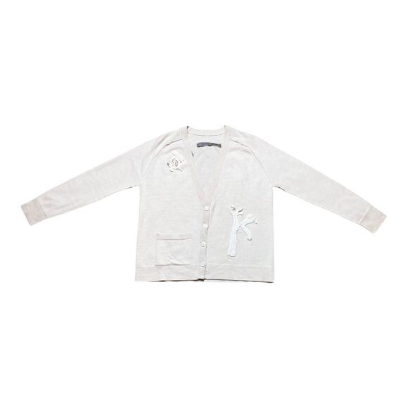 Raquel Allegra Merino Wool Cardigan Cotton Crochet Joshua Tree Rabbit Size 0/XS - Picture 1 of 6